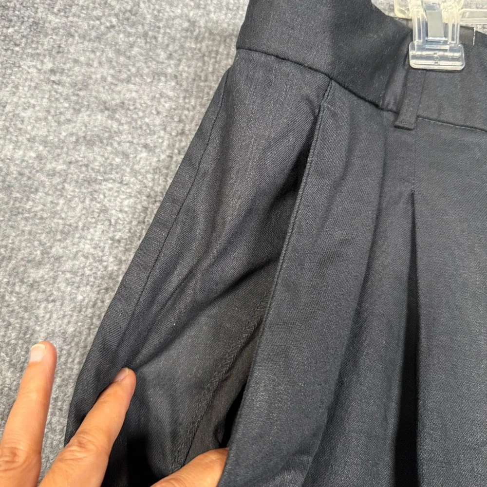 New Banana Republic Plus Size 18 Wide Leg Pants Black Linen Cotton Blend Stretch
